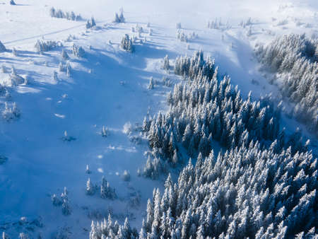 Aerial Winter view of Vitosha Mountain, Sofia City Region, Bulgaria