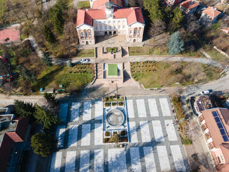 Amazing Aerial view of town of Bratsigovo, Pazardzhik region, Bulgariaの写真素材