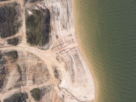 Aerial view of Pyasachnik (Sandstone) Reservoir, Sredna Gora Mountain, Plovdiv Region, Bulgariaの写真素材