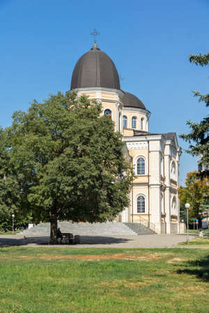 RUSE, BULGARIA -AUGUST 15, 2021: Church of All Saints at the center of city of Ruse, Bulgaria