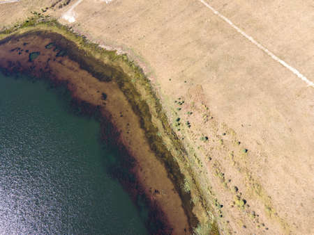 Aerial view of Yarlovtsi Reservoir, Pernik Region, Bulgariaの写真素材