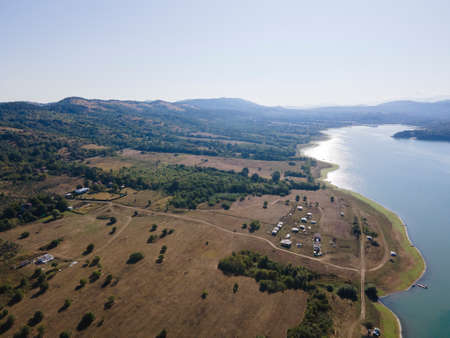 Aerial view of Sopot Reservoir, Lovech Region, Bulgariaの写真素材