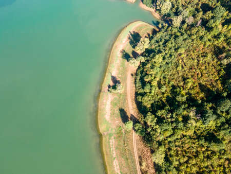 Aerial view of Sopot Reservoir, Lovech Region, Bulgariaの写真素材