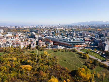 Amazing Aerial Autumn view of South Park in city of Sofia, Bulgariaの写真素材