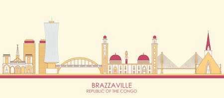 Cartoon Skyline panorama of Brazzaville, Republic of the Congo - vector illustrationのイラスト素材