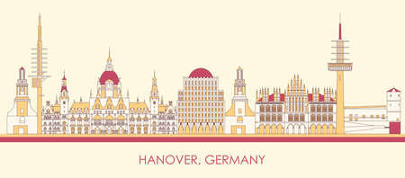 Cartoon Skyline panorama of city of Hanover, Germany - vector illustrationのイラスト素材