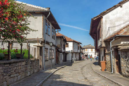 TRYAVNA, BULGARIA - MAY 1, 2021: Typical street and Nineteenth Century Houses house in Old town of Tryavna, Gabrovo region, Bulgariaのeditorial素材