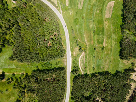 Amazing Aerial view of Yundola area between Rila and Rhodopes mountain, Bulgariaの写真素材