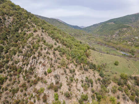 Amazing Aerial view of Struma River passing through the Kresna Gorge, Bulgaria