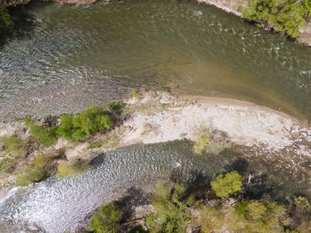 Amazing Aerial view of Struma River passing through the Kresna Gorge, Bulgaria