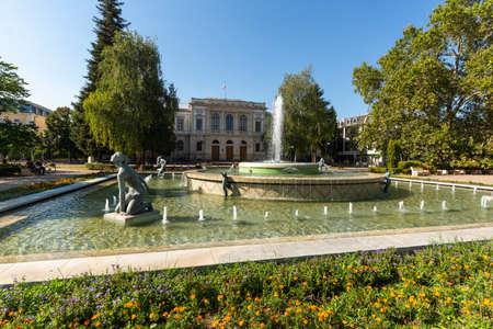 RUSE, BULGARIA -AUGUST 15, 2021: Kniaz Alexander Battenberg Square at the center of city of Ruse,...