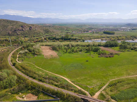 Aerial view of Kozhuh Mountain and Petrich valley, Bulgariaの写真素材