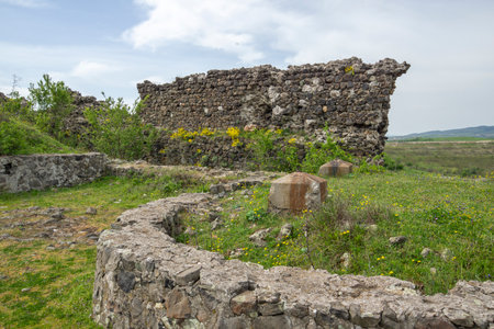 Ruins of ancient Vishegrad Fortress on the southern coast of Studen Kladenets reservoir near town of Kardzhali, Bulgariaのeditorial素材