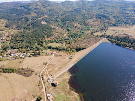 Aerial view of Yarlovtsi Reservoir, Pernik Region, Bulgaria