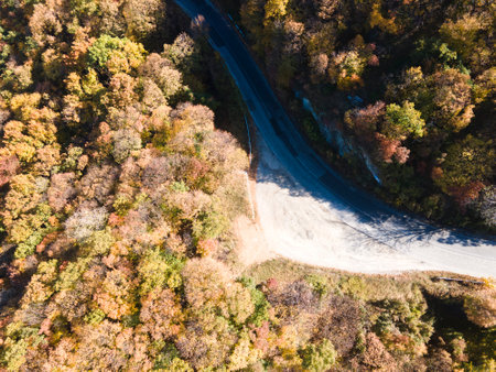Amazing Aerial Autumn panorama of Vitosha Mountain, Sofia City region, Bulgariaの写真素材