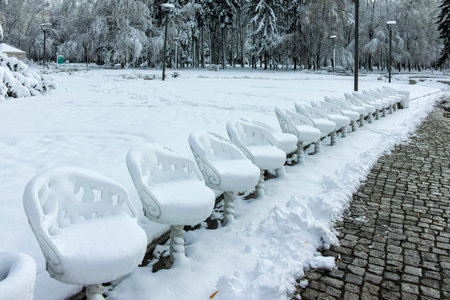 Amazing Winter view of South Park in city of Sofia, Bulgariaの写真素材
