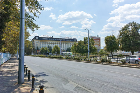 PLOVDIV, BULGARIA - AUGUST 2, 2022: Typical Street and houses at the center of city of Plovdiv,...