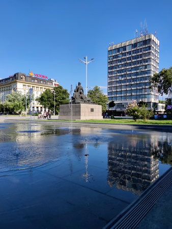 PLOVDIV, BULGARIA - JULY 20, 2020: Typical Street and houses at the center of city of Plovdiv, Bulgariaのeditorial素材