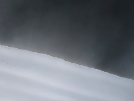 Amazing Aerial winter view of Rila mountain near Belmeken Dam, Bulgariaの写真素材