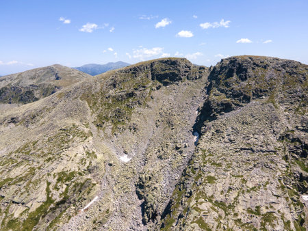 Amazing Aerial view of Rila Mountain near The Scary Lake, Bulgariaの写真素材