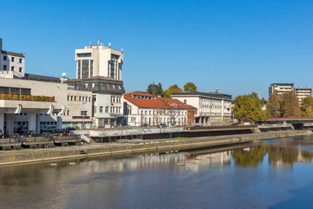 LOVECH, BULGARIA - NOVEMBER 8, 2020: Amazing autumn view of center of town of Lovech, Bulgaria
