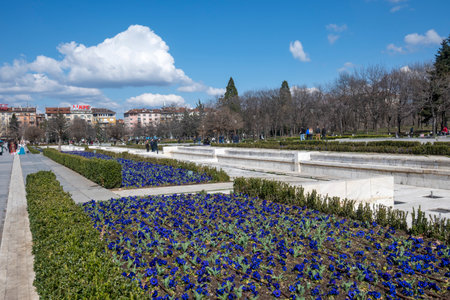 SOFIA, BULGARIA -MARCH 18, 2023:  Amazing view of City of Sofia around National Palace of Culture, Bulgariaのeditorial素材