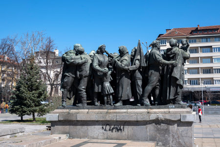 SOFIA, BULGARIA- MARCH 19, 2023: Monument of the Soviet Army in city of Sofia, Bulgariaのeditorial素材
