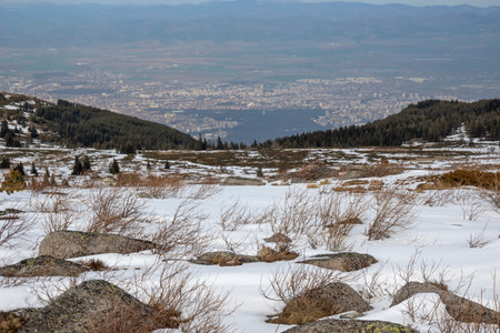 Winter landscape of Vitosha Mountain, Sofia City Region, Bulgariaの写真素材