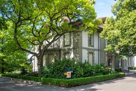 LAUSANNE, SWITZERLAND - JUNE 18, 2023: Typical Building and street at city of Lausanne, Canton of Vaud, Switzerlandのeditorial素材