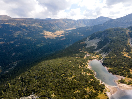 Amazing Aerial view of The Stinky Lake (Smradlivoto Lake), Rila mountain, Bulgariaの写真素材