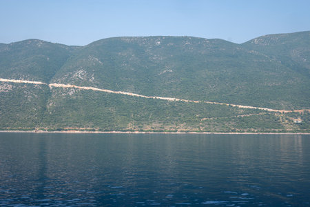 Amazing Panoramic view of coastline of Lefkada, Ionian Islands, Greece