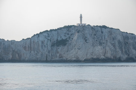 Amazing Panoramic view of coastline of Lefkada, Ionian Islands, Greeceの写真素材
