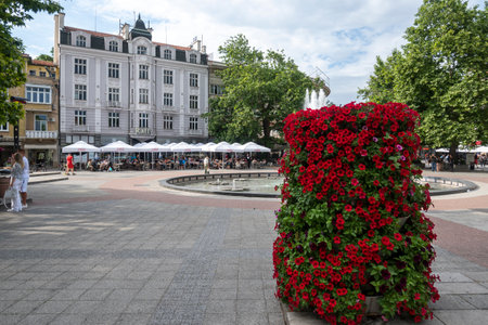 PLOVDIV, BULGARIA - JUNE 11, 2023: Amazing Panoramic view of center of city of Plovdiv, Bulgariaのeditorial素材