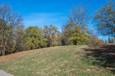 Amazing Autumn view of South Park in city of Sofia, Bulgariaの写真素材