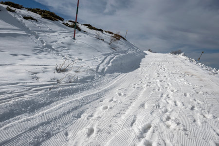 Winter landscape of Vitosha Mountain, Sofia City Region, Bulgariaの写真素材