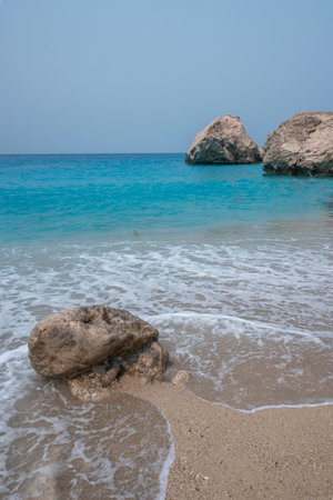 Amazing view of Kathisma Beach at Lefkada, Ionian Islands, Greeceの写真素材