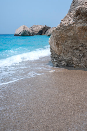 Amazing view of Kathisma Beach at Lefkada, Ionian Islands, Greeceの写真素材