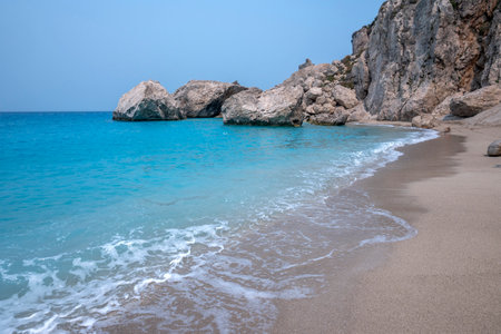 Amazing view of Kathisma Beach at Lefkada, Ionian Islands, Greeceの写真素材