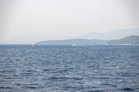 Amazing Panoramic view of coastline of Lefkada, Ionian Islands, Greeceの写真素材