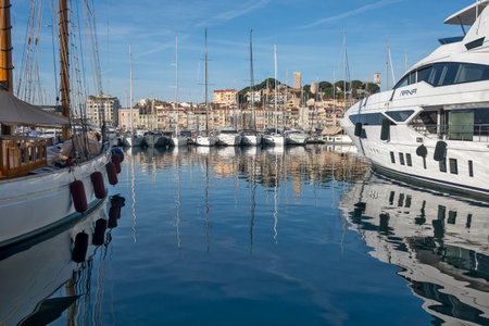 CANNES, FRANCE - JANUARY 29, 2024: Panorama of town of Cannes, Provence Alpes-Cote d'Azur, Franceのeditorial素材