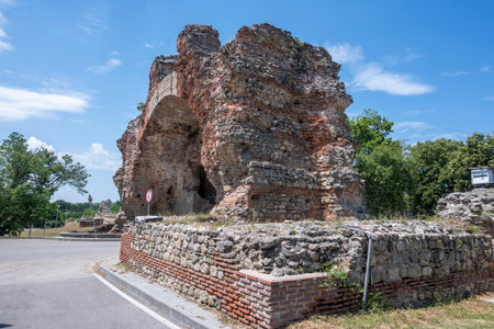 Ruins of Roman fortifications of ancient city of Diocletianopolis, town of Hisarya, Plovdiv Region,...