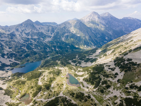 Amazing Aerial view of Pirin Mountain near Banderitsa River, Bulgariaの写真素材