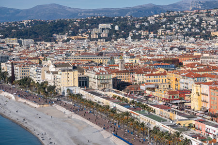 Panoramic view of city of Nice, Provence Alpes-Cote d'Azur, Franceの写真素材