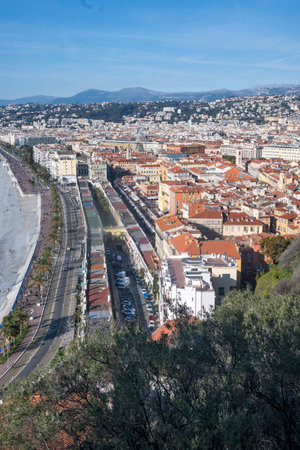 Panoramic view of city of Nice, Provence Alpes-Cote d'Azur, Franceの写真素材