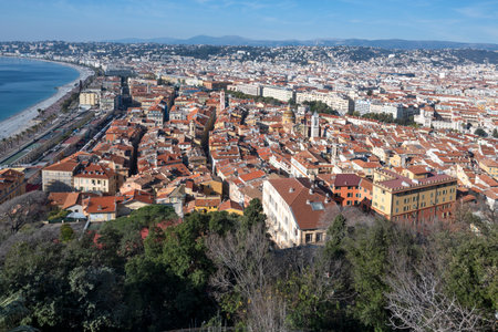 Panoramic view of city of Nice, Provence Alpes-Cote d'Azur, Franceの写真素材