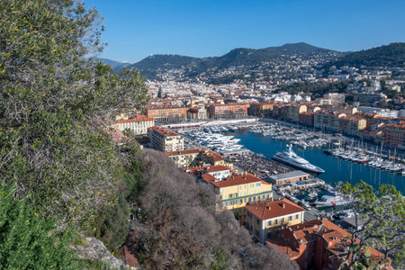 Panoramic view of city of Nice, Provence Alpes-Cote d'Azur, Franceの写真素材