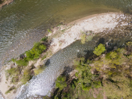 Amazing Aerial view of Struma River passing through the Kresna Gorge, Bulgaria