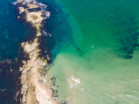 Aerial view of Black sea coast near village of Lozenets, Burgas Region, Bulgaria