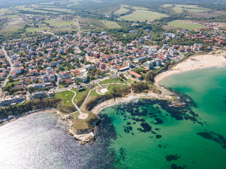 Aerial view of Black sea coast near village of Lozenets, Burgas Region, Bulgariaの写真素材