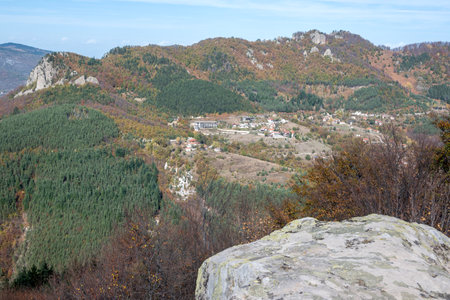 Autumn view of Belintash - ancient sanctuary dedicated to the god Sabazios at Rhodope Mountains, Bulgariaの写真素材
